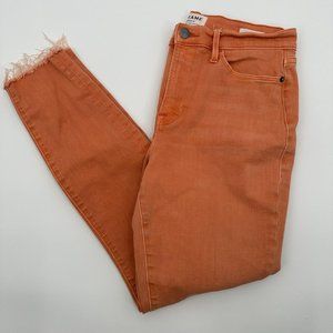 Frame Denim Skinny Orange Jeans with Raw Hem